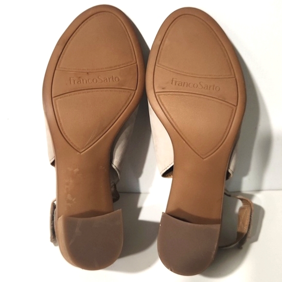 Franco Sarto Helix Leather Taupe Peep Toe Heels Size 9M EUC! - Picture 8 of 9